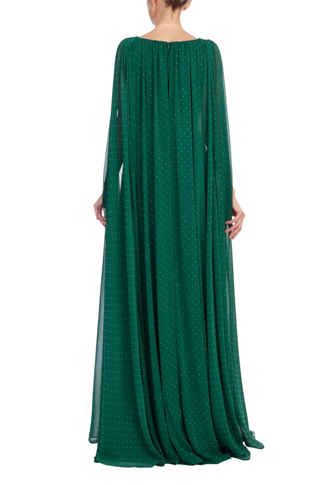 Badgley Mischka Draped V-Neck Gown with Cape Sleeves $1,320 Modest sz 4 Caftan - Image 2 of 4