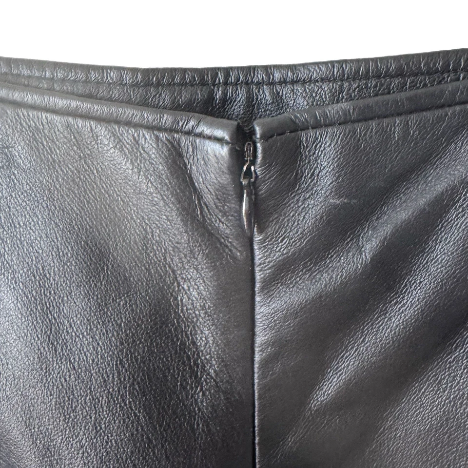 Falda de cuero Clio hasta la rodilla clásica silenciosa cápsula minimalista de lujo talla 8 Foto 4 de 4