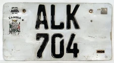 Zambia License Plate - ALK 704 - Used Cond'n - Genuine Used Number Plate