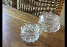 Vintage Dressing Table Set, Crystal, Cut glass, Trinket Holders, Container, Pots