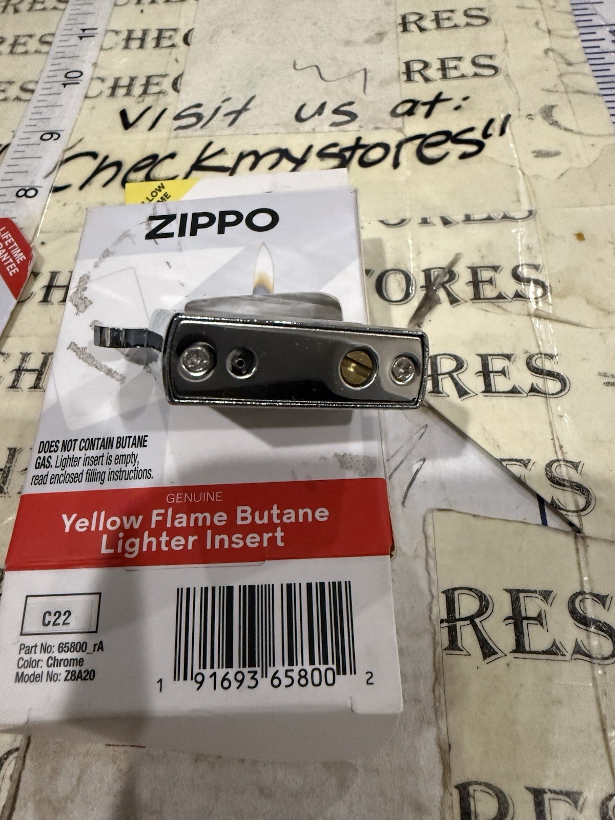 Zippo WPL Chrome Lighter & Zippo Yellow Flame Butane Insert  Regular,  Made USA
