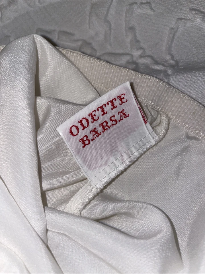 Aplique vintage años 60 ODETTE BARSA bordado rosa fresas medio deslizamiento NS Foto 4 de 4