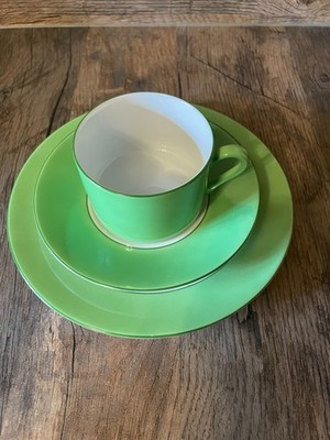 TAITU Italy DUE Kaffeetasse / Untertasse / Kuchenteller rot/grün/gelb/grau (B4)