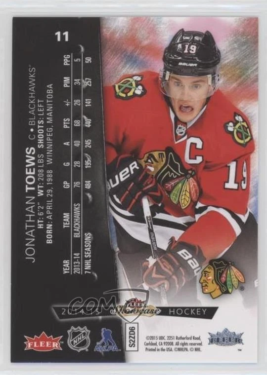 2014-15 Fleer Showcase Metal Universe Jonathan Toews #11 - Image 2 of 2