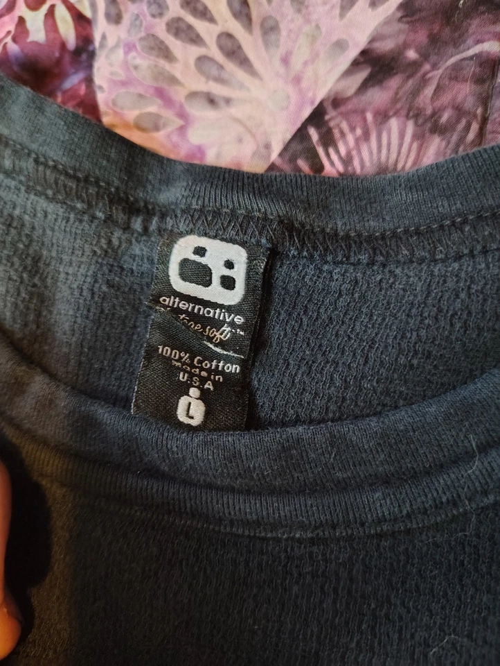 Vintage Y2K Pi Beta Phi Sorority Shirt Women's XL Black Thermal Waffle Knit - Image 3 of 4