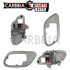 Gray Interior Inside Door Handle w/ Bezel LH & RH Pair Set For Chevy C1500 Truck