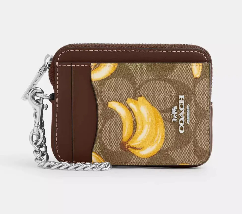 NWT Coach Zip Card Case In Signature Canvas With Cherry NWT Coach Zip Card Case In Signature Canvas With Cherry