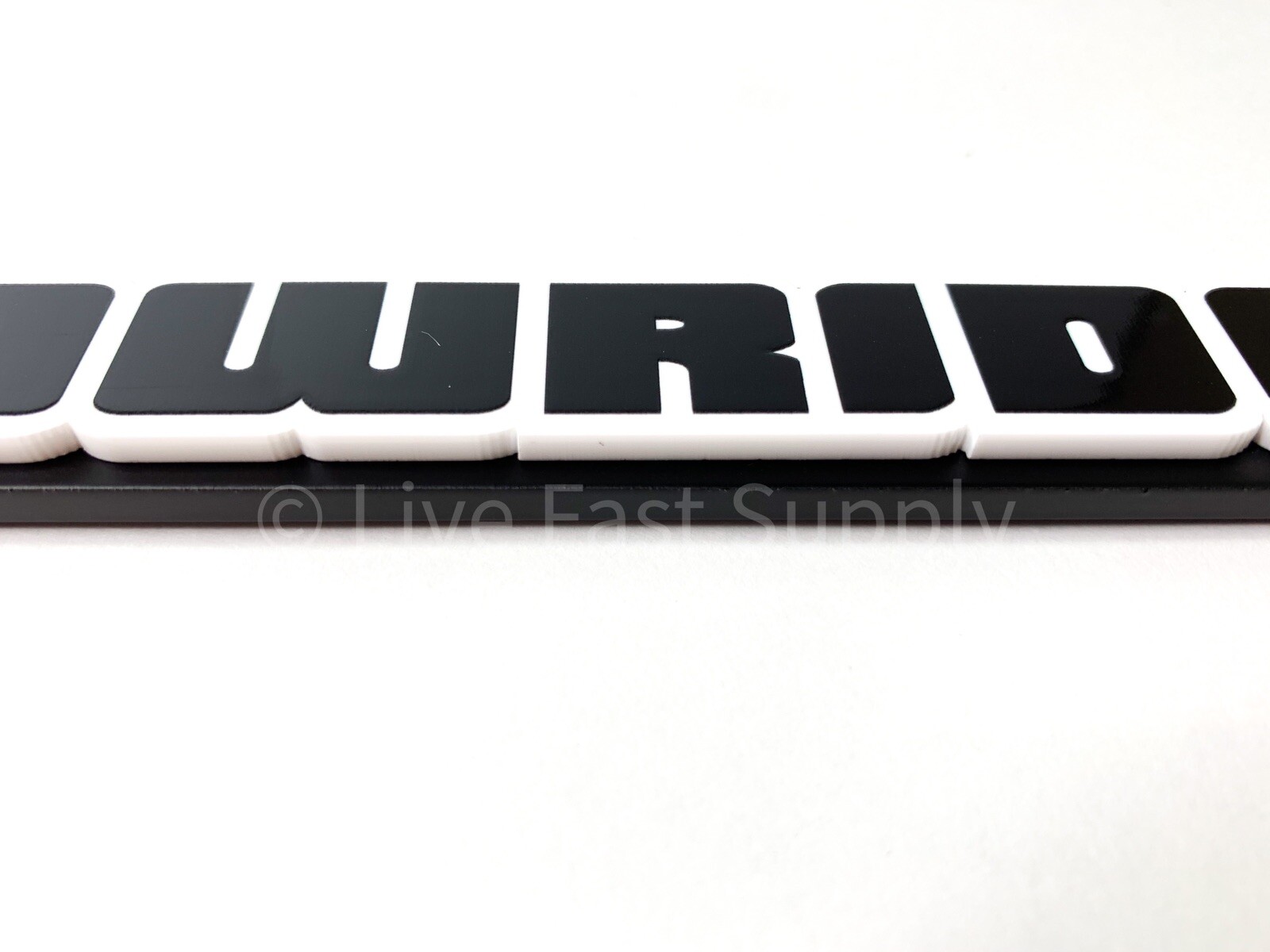 Matte Black Premium License Plate Frame w/ White Outline "LOWRIDER