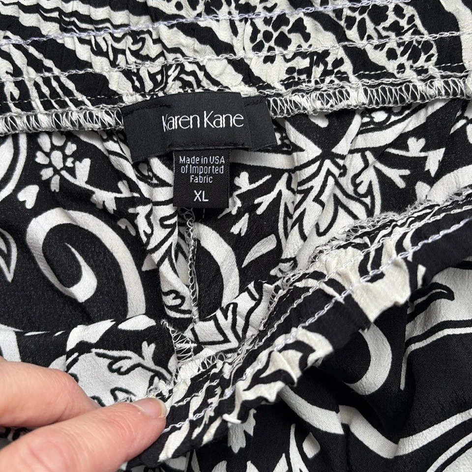 Karen Kane Wide Leg Bloom Pants In Black/White XL - Image 4 of 4