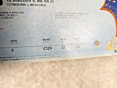 Ticket Match Brésil Serbie Coupe Du Monde 2018 – Moscou Original Utilisé