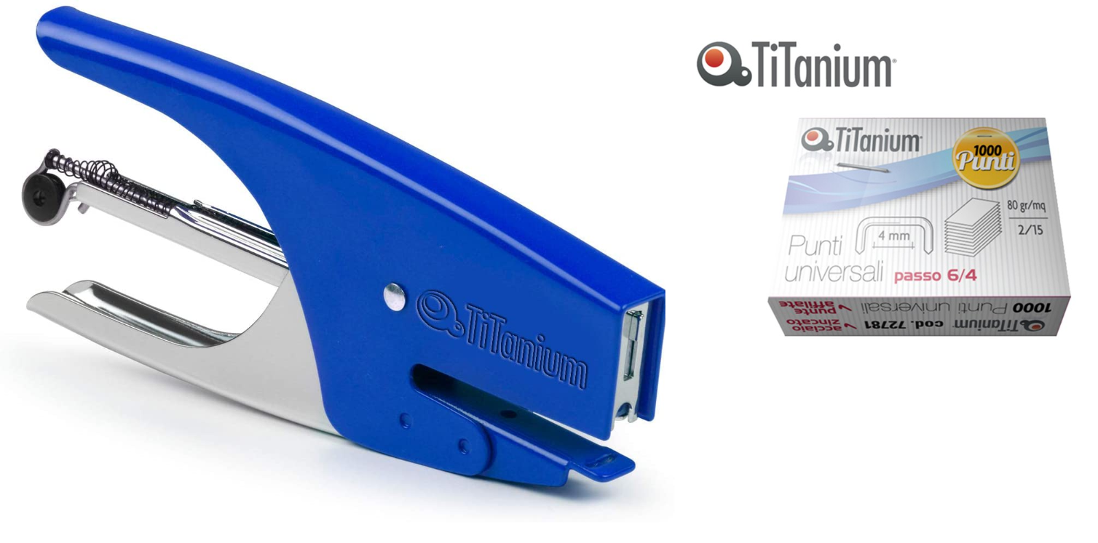 CUCITRICE A PINZA CASA UFFICIO TITANIUM IN METALLO COLORE BLU + 10000 PUNTI