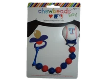 Chewbeads Baby Pacifier Clip Holder Silicone Safe Rangers MLB Baseball  - NEW