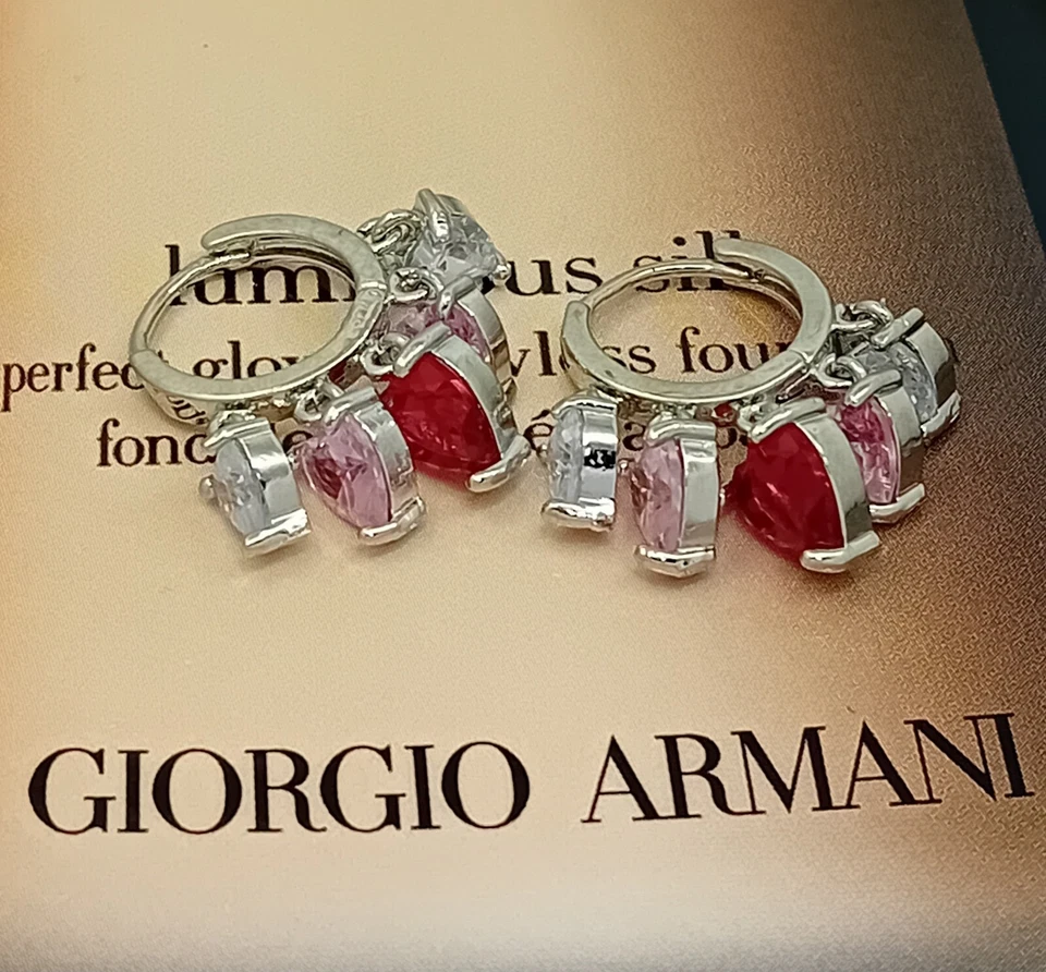 18K White Gold Filled Stunning Italian Petite Tourmaline 18ct GF Earrings 25mm - Image 4 of 4