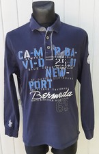 Camp David Men's Navy Blue Polo Shirt Long Sleeves Size L