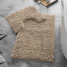 2 Piece Bath Mat Ultra Plush Water Absorbent Bathroom Toilet Rugs Pedestal Set