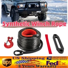 3/8"x100ft Synthetic Winch Rope 23809lbs Recovery Cable Winch Line for Truck SUV