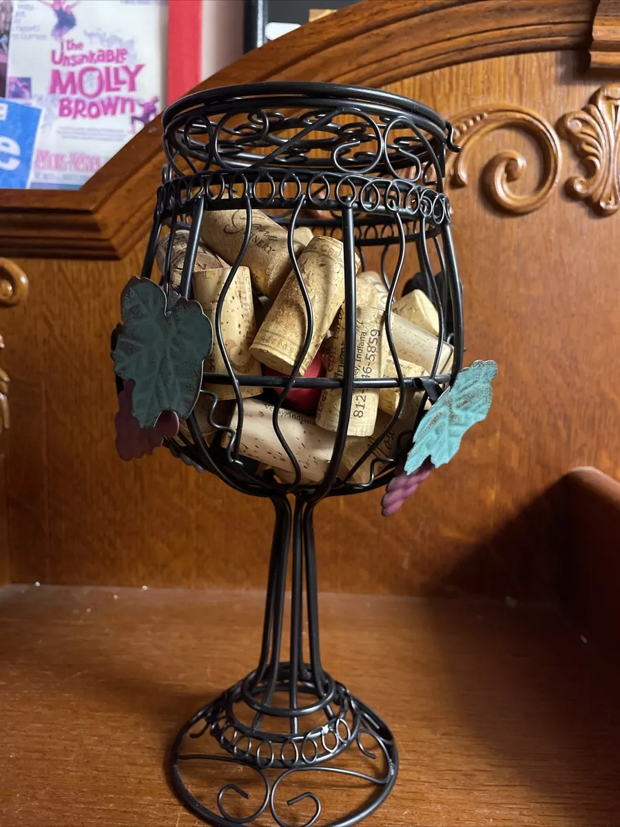 Metal Wine Glass Cork Holder Grape Vine Theme Kitchen Dining Bar Party Decor