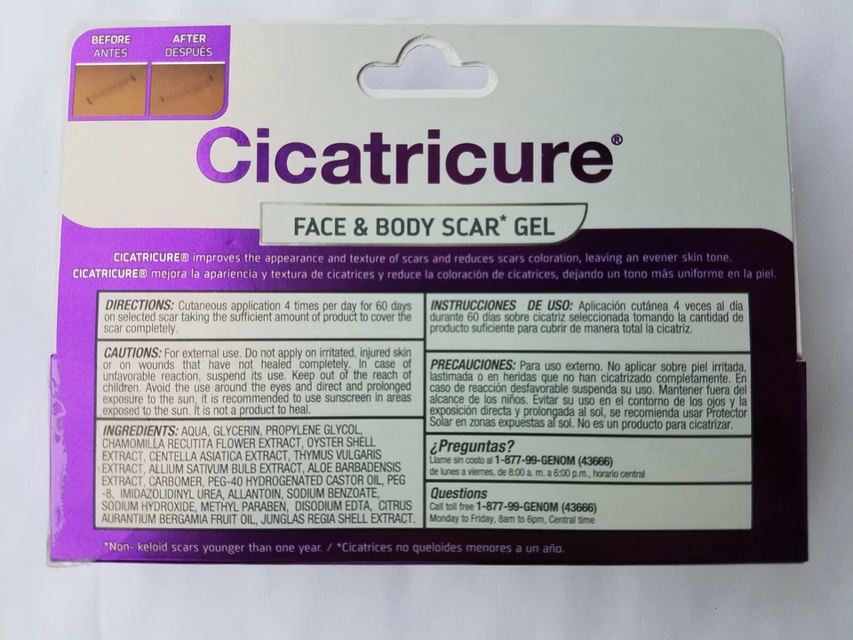 NUEVO GEL CICATRICURE 30g (1oz) TODO TIPO PIEL REDUCE CICATRICES HIDRATANTE Foto 3 de 4