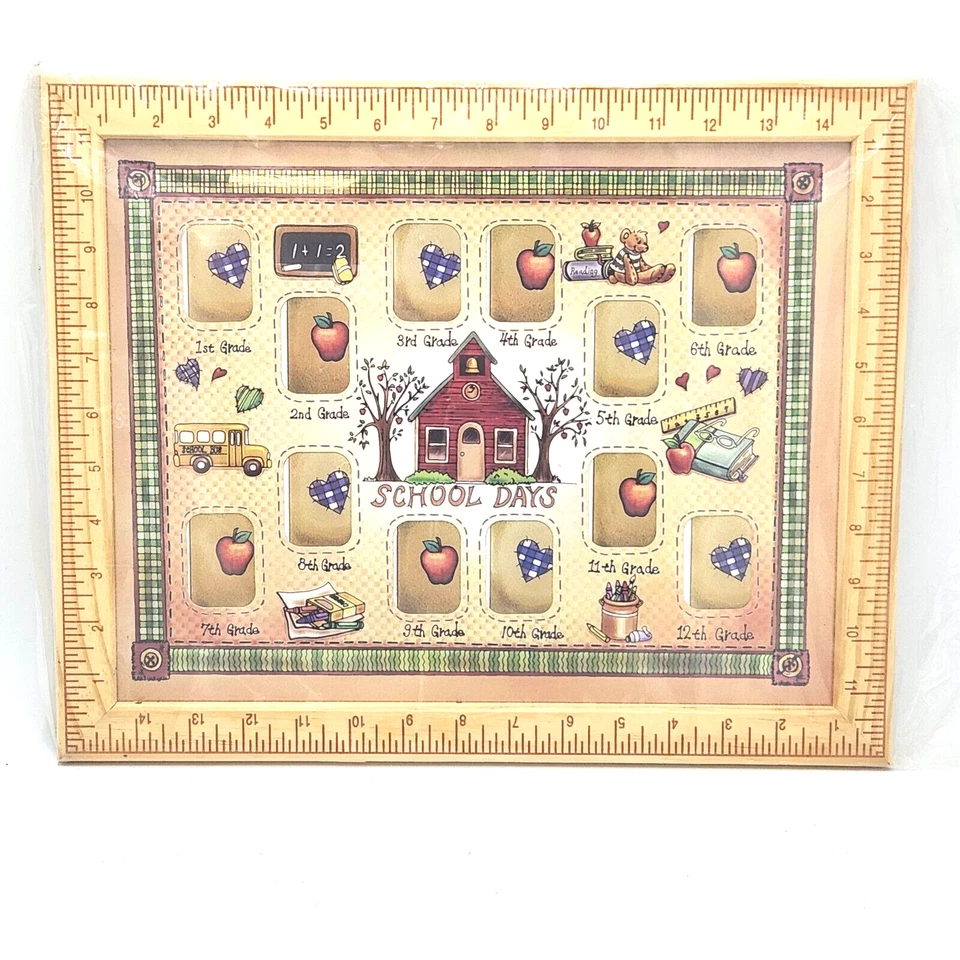 Collage anual de fotos de días escolares 1-12º grado regla marco colgante de pared 15x12" Foto 2 de 4