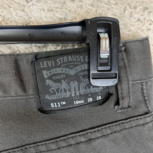 Levis 511 Slim Jeans Boys 16 Reg 28x28 Gray Denim Stretch Casual Preppy School - Picture 3 of 10