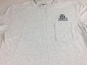 Butler-Bulldogs-T-Shirt-Adult-SZ-S-M-Front-Pocket-Tee-Student-Alumni-Gray-Grad