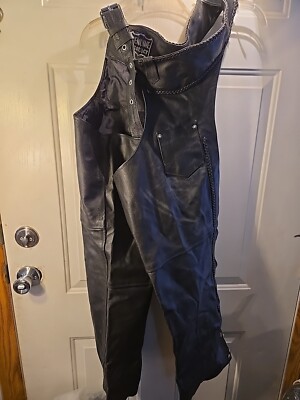 Echtes Leder Futter black Leather Chaps Xl lace up back motorcycle 
