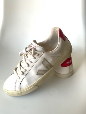 Veja Esplar Women's White/Red Suede Leather Logo Sneakers