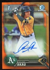 Iolana Akau 2016 Bowman Chrome Auto Rookie Orange Serial #d 4/25 Oakland A's