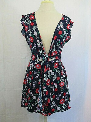 Favlux Fashion NWT Women's Cap Sleeve Tie Front Waist Wrap Blue Floral Dress  S | eBay