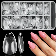 240pc Almond Gel x Nail Tips Short Fake Nails Clear Press on Nails XS Almond