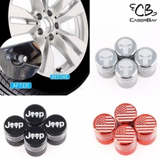 Aluminum Car Wheel Tire Valve Stem Caps Logo Emblem Decoration 4 Pcs Set Skull