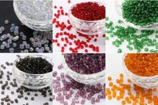 100 Grams 1/4lb Glass Seed Beads 6/0 4mm Round TRANSPARENT Colors Loose Beads