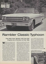 1965 AMC Rambler Classic Typhoon Vintage Magazine Road Test Article Ad 232 I6 65