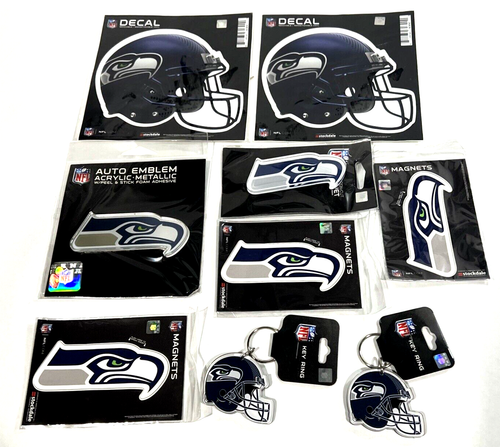 Seattle Seahawks Magnets Decals & Key Ring Gift Set - Imagen 1 de 5