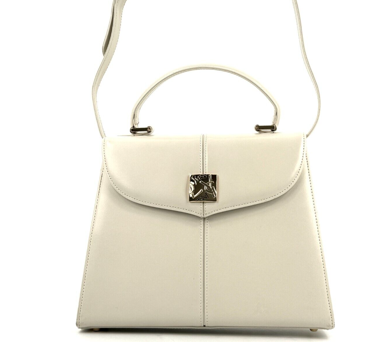 Borsa Yves Saint Laurent tracolla 2 vie mano pelle bianca vintage #574
