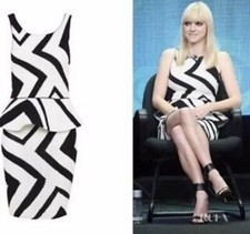 New Alice + Olivia Monaco Sleeveless Zigzag Crochet Peplum Sheath Dress Runs S