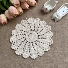 4Pcs/Lot Vintage Hand Crochet Lace Doilies Flower Coasters Table Mats Doily 7"