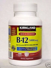 Kirkland Signature Quick Dissolve B-12 5000 mcg 300 Tablets, Methylcobalamin 