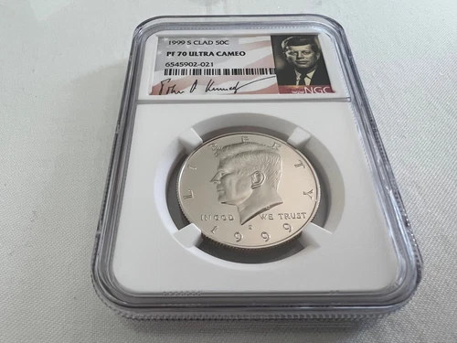 1999-S CLAD KENNEDY HALF DOLLAR  NGC PF70 ULTRA CAMEO PORTRAIT LABEL "TOP POP"