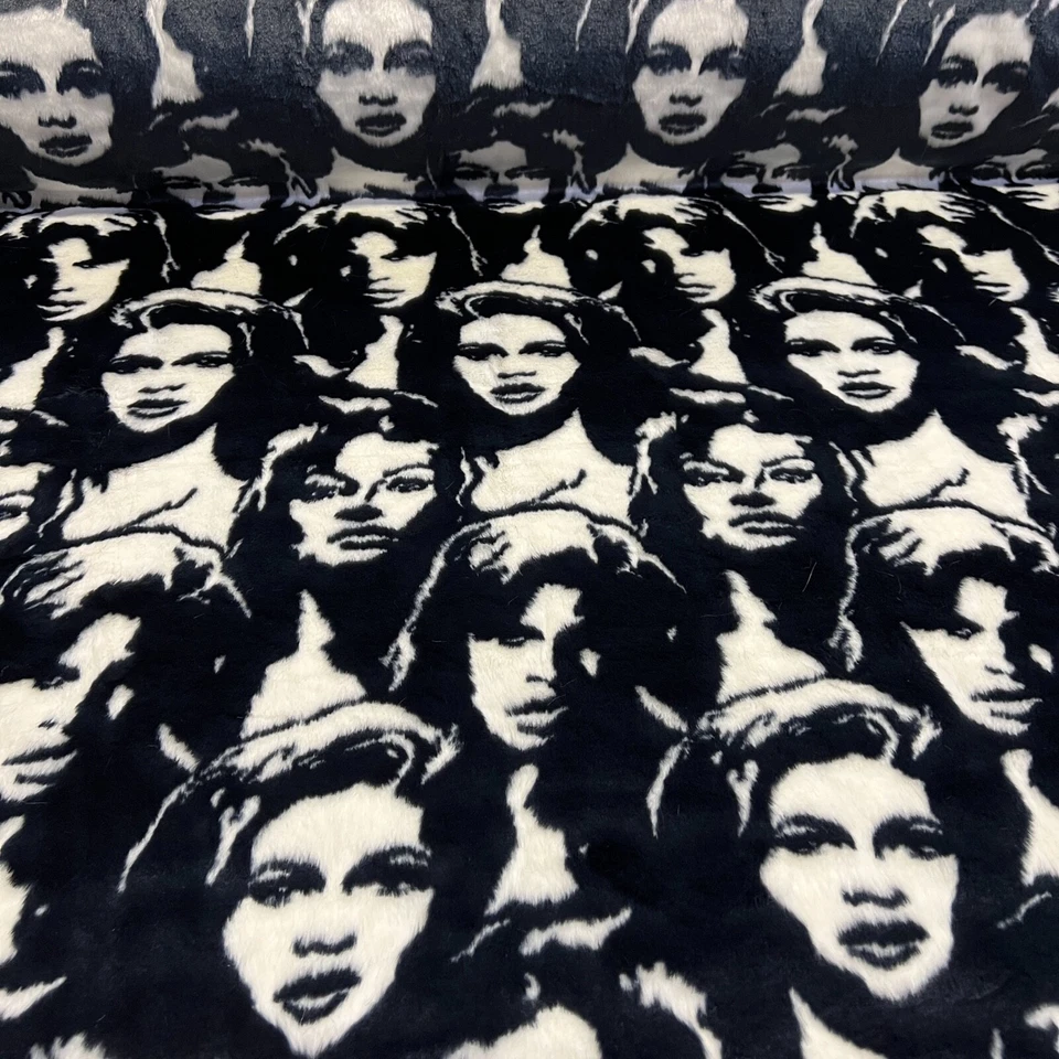 Webpelz Langhaar kuschelig Kunstfell Stoff Fell Marine Weiß Gesicht Deko Teppich - Bild 3 von 4