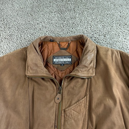 VINTAGE Members Only Leather Jacket Mens 44 Suede Bomber Quilt Lined 90s * - Picture 3 of 22
