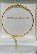 18k Solid Yellow Gold Italian Shiny Beaded Round Bangle. 4.78 Grams