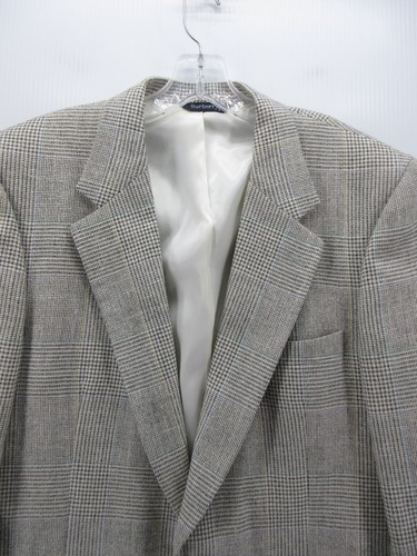 VINTAGE Burberry Sport Coat Men 40 Gray Blazer Windowpane Houndstooth Jacket - Picture 2 of 13
