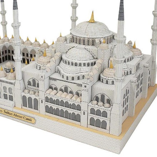 Blue Mosque Architecture Model Set 3D Paper Puzzle for Desktop Decoration - Picture 5 of 7