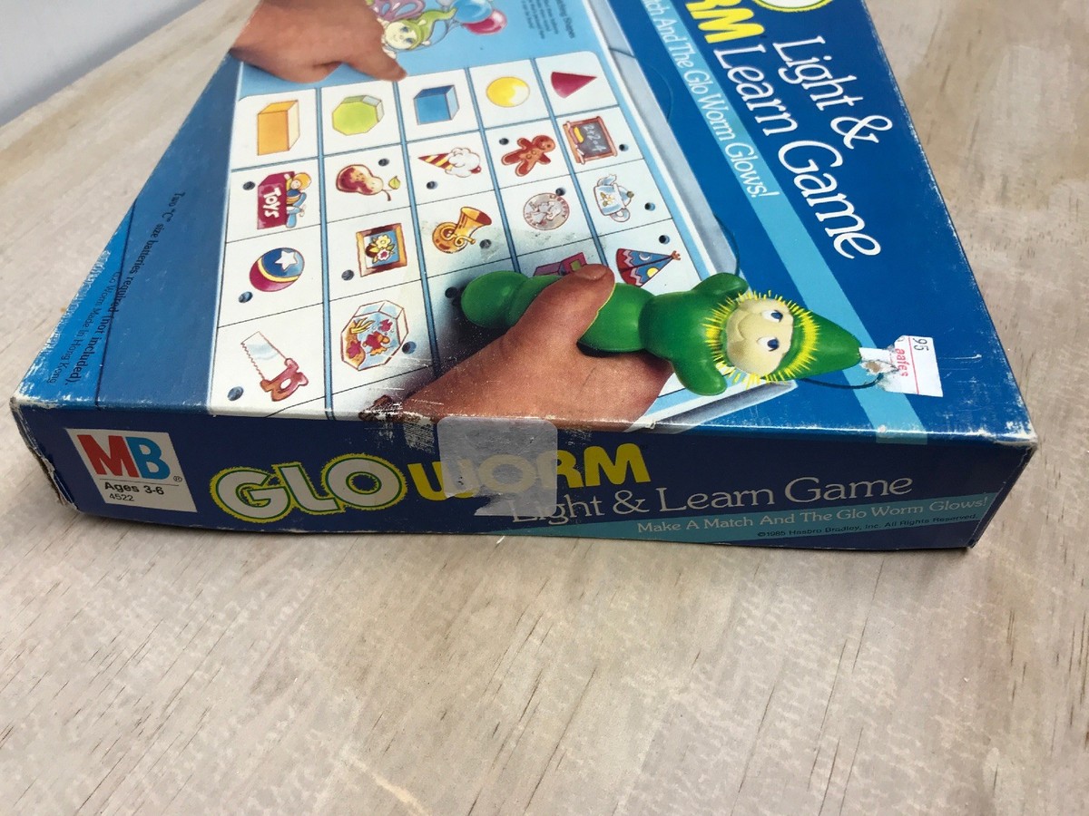 1985 Hasbro Milton Bradley Glo Worm Light & Learn Game