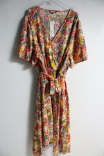 Bloomchic Womens Floral Wrap Midi Dress with Belt - Size 30 NEW (g14)