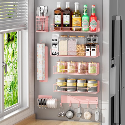 Magnetic Spice Rack for Refrigerator,8 Pack Magnetic Fridge Shelf, Moveable Spic