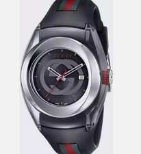 Gucci Unisex Sync L Black Dial Rubber Band Quartz Watch - YA137301 ($670 MSRP)