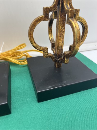 Gold Trellis Matching Table Lamps Set Of 2 Moroccan Style 19” Tall - Picture 7 of 12