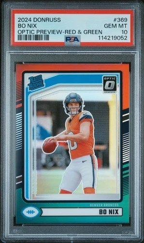 2024 PANINI DONRUSS #369 BO NIX OPTIC PREVIEW-RED & GREEN GEM MINT PSA 10